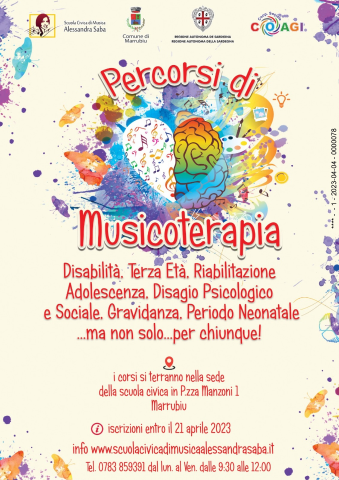 SCUOLA CIVICA DI MUSICA - PROGETTO MUSICOTERAPIA - Manifestazione di interesse, scadenza 21 Aprile 2023 