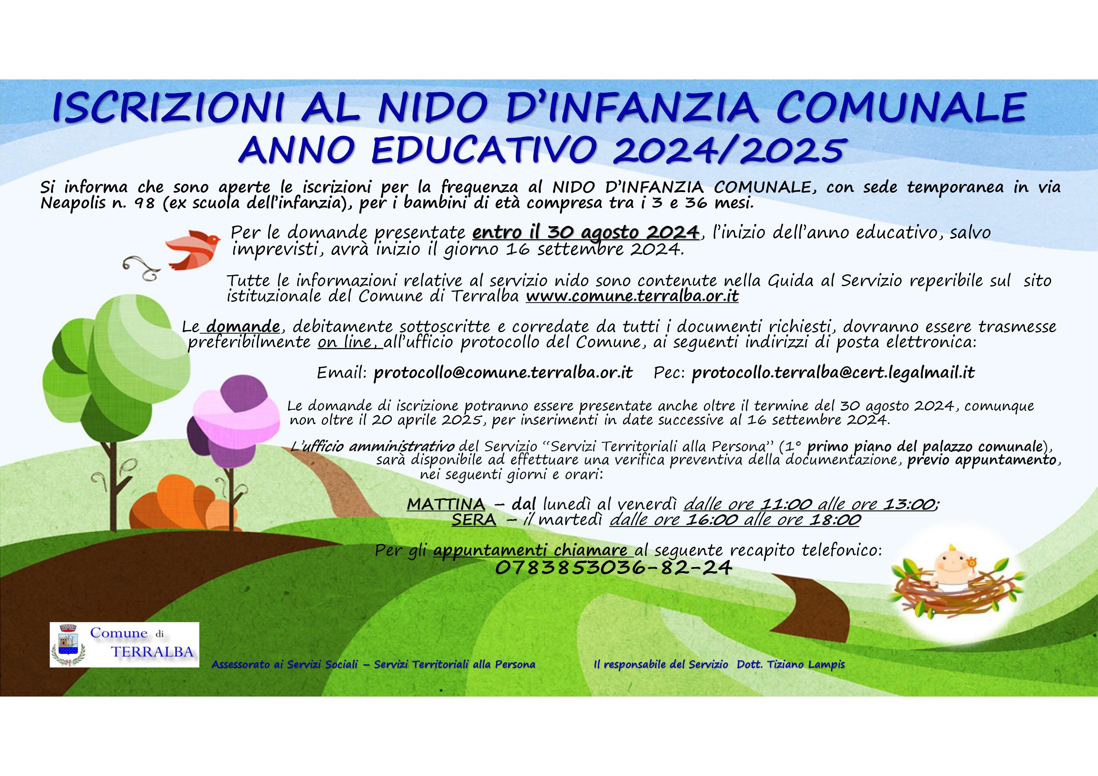 Servizio Nido d'infanzia comunale anno educativo 2024/2025 