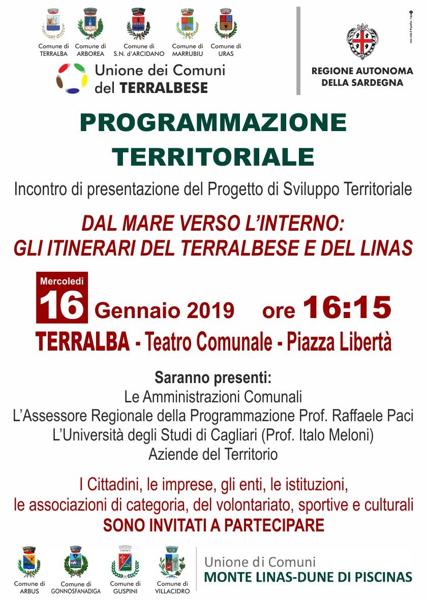 Programmazione Territoriale, incontro di presentazione del Progetto di Sviluppo Territoriale.